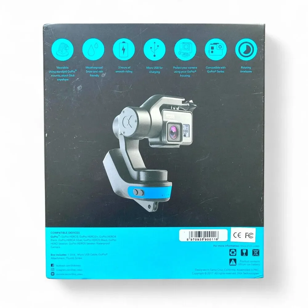 Slick Action Cam Stabilizer For GoPro 3-13 Gimbal Wearable Weatherproof Sports